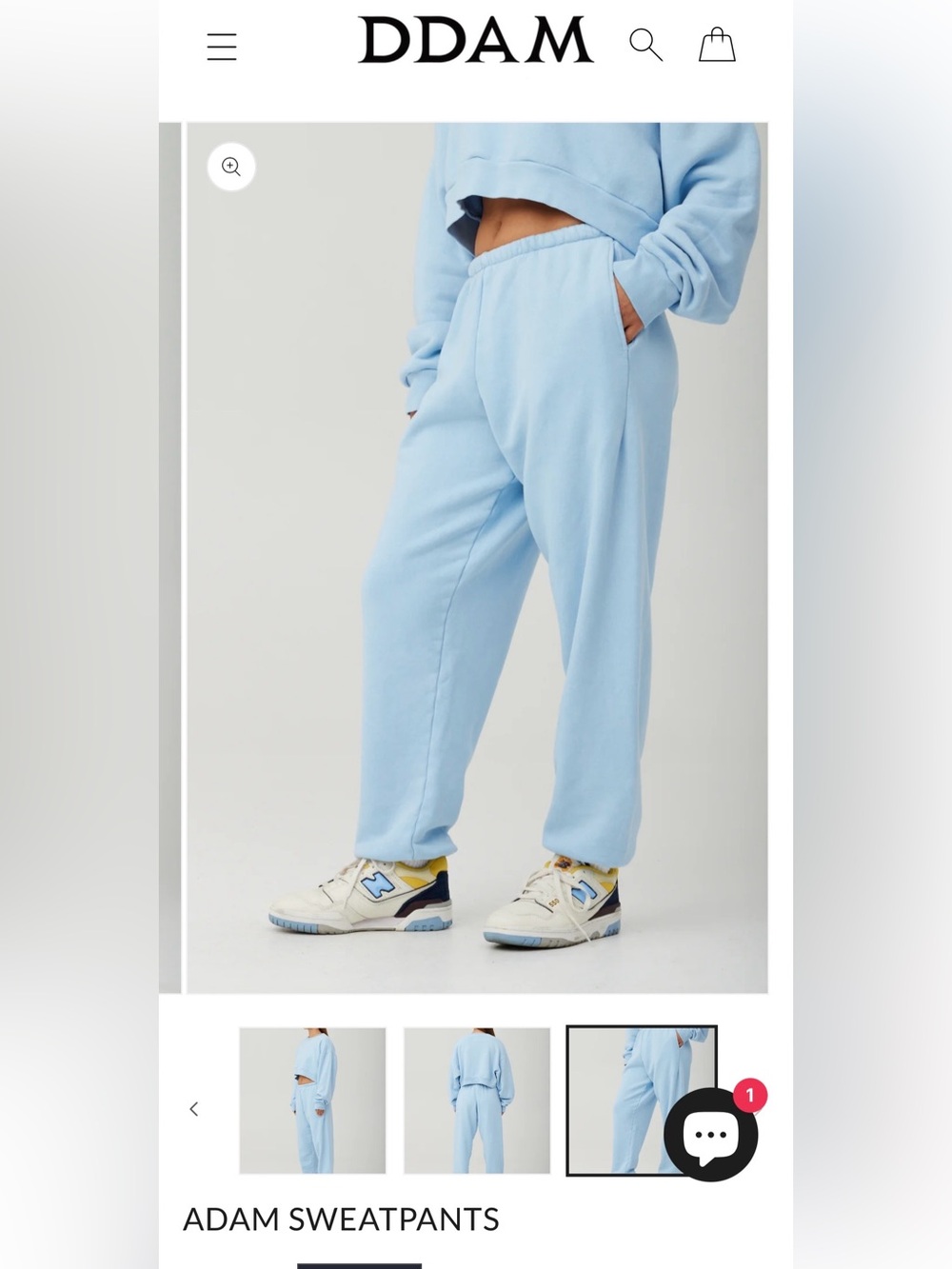 DDAM Adam Sweatpants in Cashmere Blue, Oversized Fit, Joggers | Women’s XS